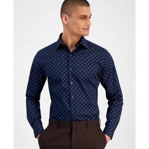 Alfani Men's Slim-Fit 4-Way Stretch Dress Shirt Blue Size 15/15.5 x 32/33
